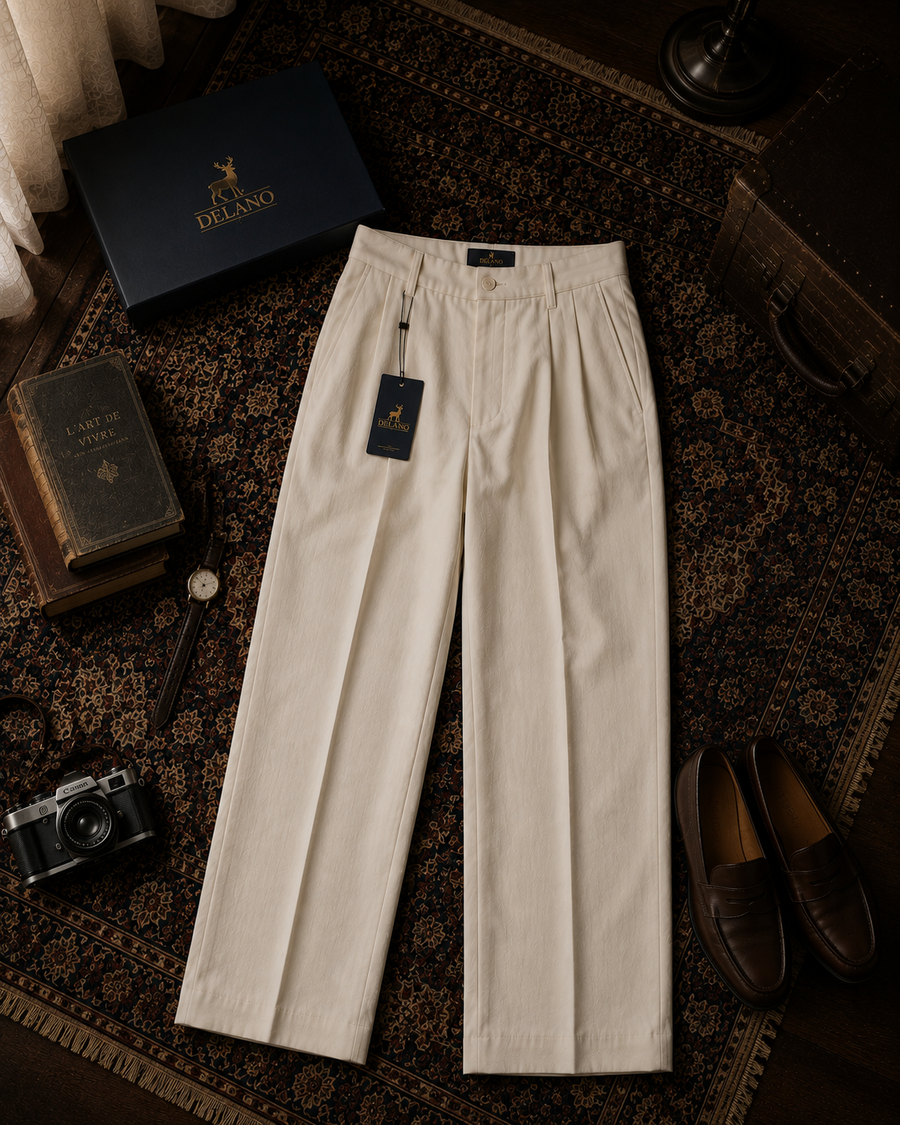 Off White Pleated Pants